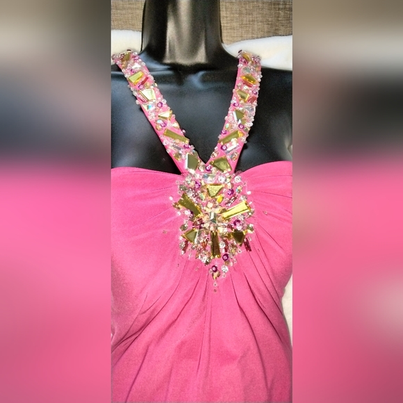Women's Fuchsia Embellished Evening Dress/Prom Dress/Cocktail Dress Size 2 - Picture 5 of 7
